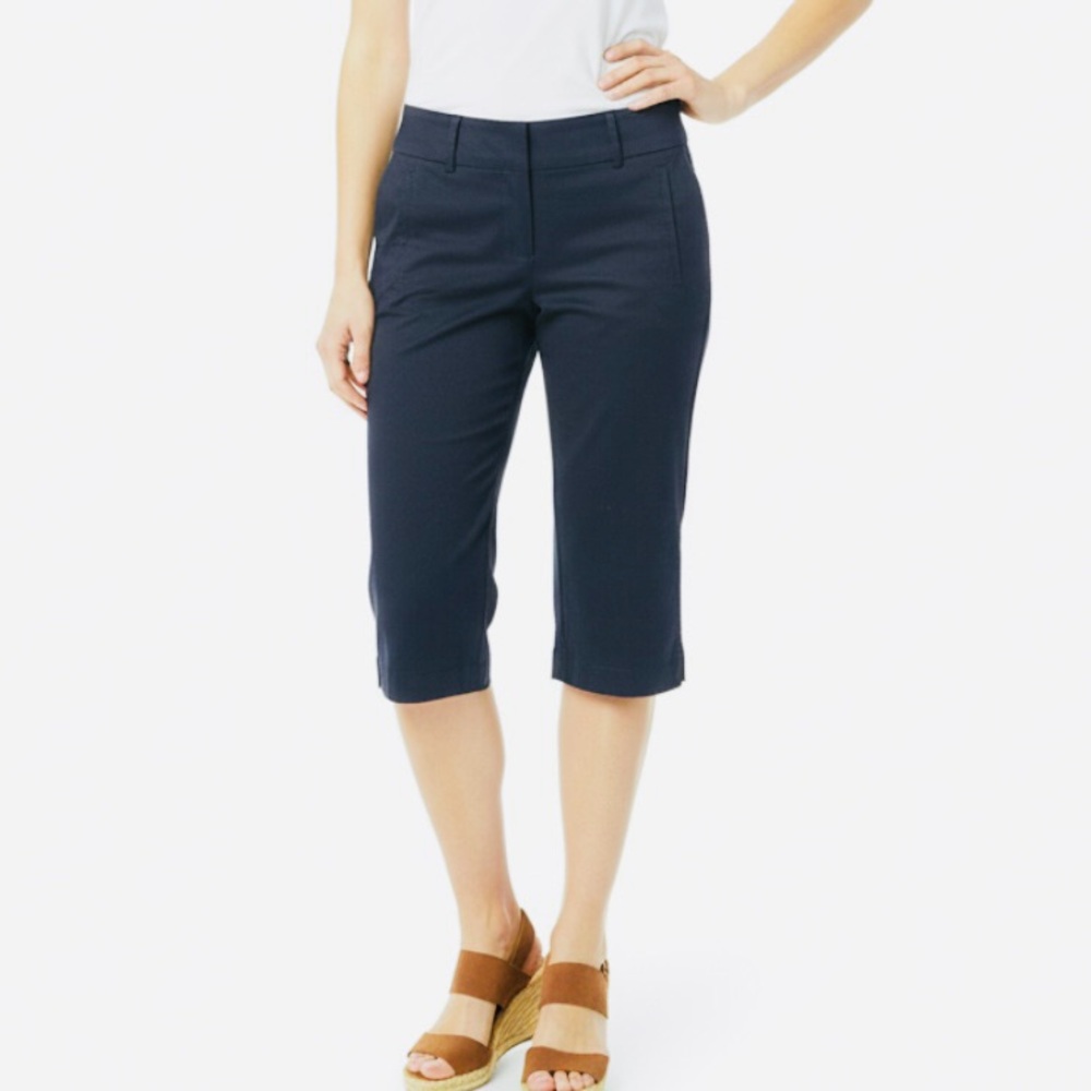 Ann Taylor Factory Navy Blue Chino Capri Pants 0P Casual Cropped